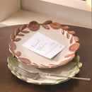 Axyaa Retro Flower Vine Ceramic Plate: High-end Steak Plate for Home & Restaurant