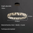 Axyaa Snowflake Print LED Pendant Light: Modern Luxury Crystal Lamp for Living & Dining Room