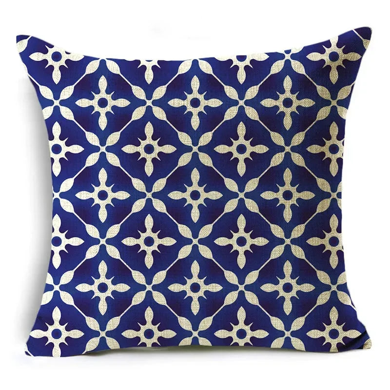 Axyaa Blue & White Porcelain Pattern Pillowcase - Sofa Decor 40cm/45cm/50cm