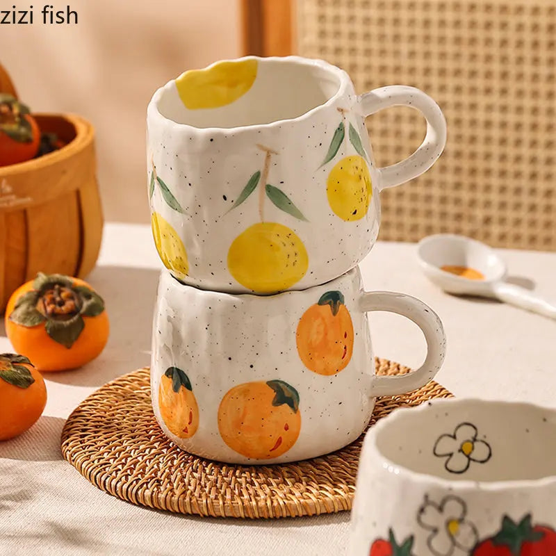 Axya Glazed Strawberry Doodle Kids Ceramic Coffee Cup