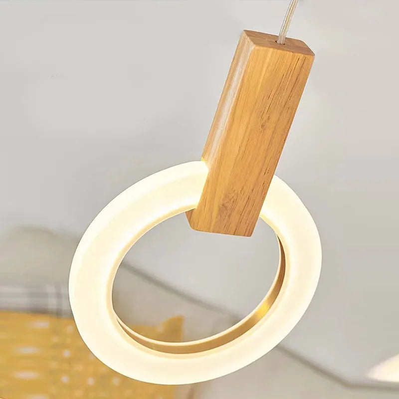 Axyaa Wooden Chandelier Modern Ceiling Lights Stairs Hanging Pendant Lamps