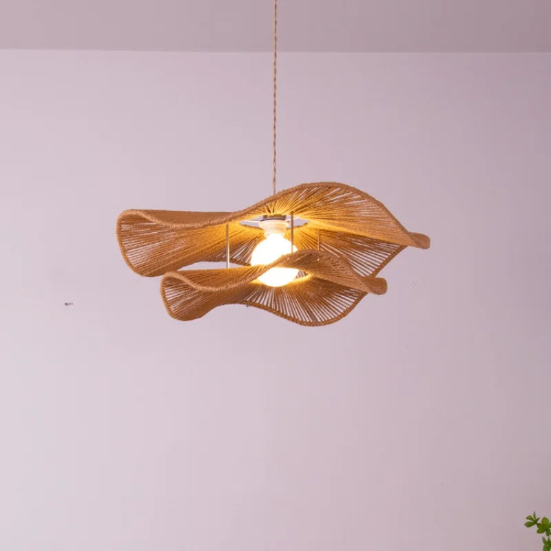 Axyaa Hand-Knitted Hemp Rope Pendant Light for Dining Room and Bar.