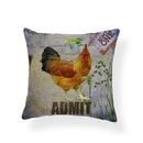 Axyaa Watercolor Rooster Pattern Pillowcase Home Decor Throw Cushion Cover