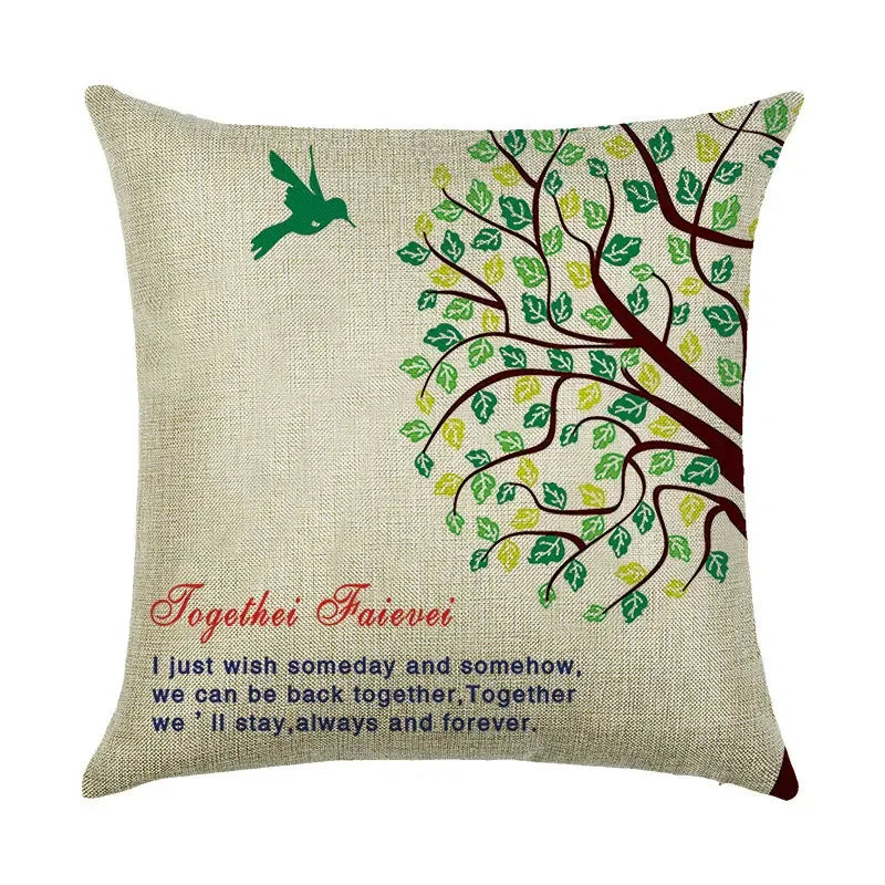 Axyaa Cartoon Pattern Linen Pillowcase - Home Sofa Decorative Cushion Cover