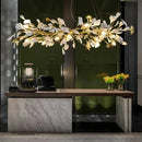 Axyaa Ginkgo Leaf Chandeliers - Elegant LED Lighting for Villa Dining Room