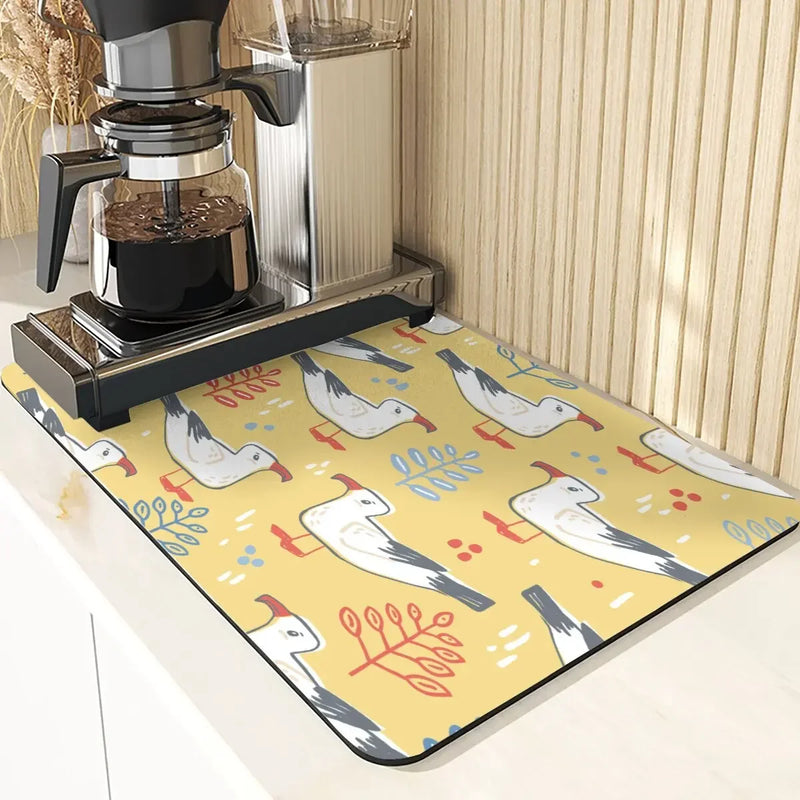 Axyaa Non-Slip Absorbent Kitchen Counter Mat - Cute Animal Design Mats