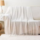 Axyaa Plaid Knit Throw Blanket Green – Soft Woven Sofa Bedspread Summer Decor