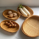 Axyaa Oval Bamboo Storage Basket - Hotel Quality Fruit Basket & Bun Holder