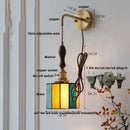 Axyaa Vintage LED Walnut Wood Wall Light with Pull Chain Switch