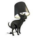 Axyaa Resin Dog Floor Lamp with Fabric Shade - Artistic LED Lighting for Living Room