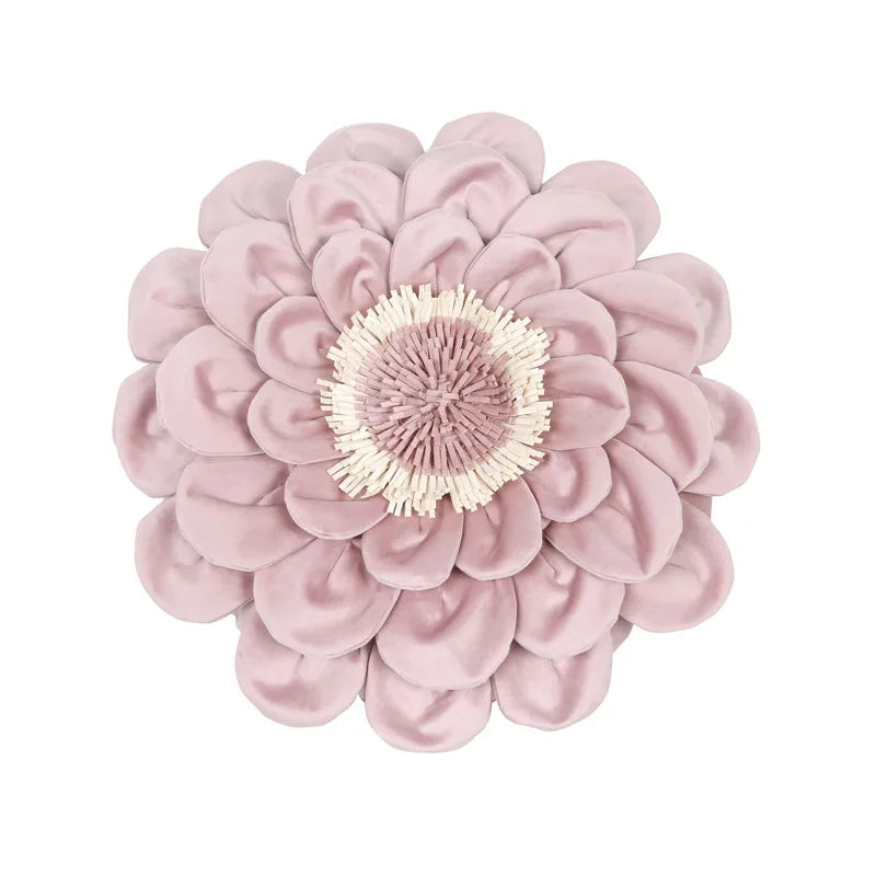 Axyaa Velvet Flower Cushion Cover in Yellow Blue White Pink, Handmade Luxury Pillowcase