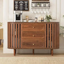 Axyaa Fluted Wooden Sideboard Buffet with Drawers and Shelves