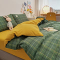 Axyaa Plaid Queen Size Duvet Cover Set with Sheets - High Quality Skin Friendly Bedding
