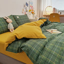 Axyaa Plaid Queen Size Duvet Cover Set with Sheets - High Quality Skin Friendly Bedding