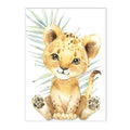 Axyaa Jungle Animal Nursery Canvas Print with Custom Name - Kids Room Wall Art