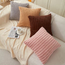 Axyaa Striped Faux Rabbit Fur Pillowcase Cojines - Modern Nordic Solid Color