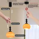 Axyaa Cream Glass Pendant Light with Adjustable Height Wood Wall Mount
