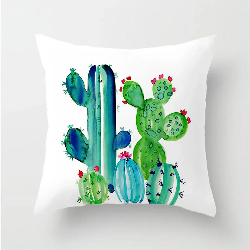 Axyaa Cactus Plants Pattern Cushion Cover Throw Pillow Decor Sofa Pillowcase