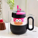 Kawaii Glass Cup with Lid and Straw by Axyaa: Large Aesthetic Drink Bottle