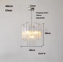 Axyaa Pink Clear Glass Tube Chandelier for Home Decor - Ceiling Hanging Lamps