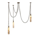 Brass Snowflake Gypsum Pendant Light for Living Room by Axyaa