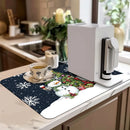Axyaa Christmas Watercolor Draining Mat for Kitchen and Bathroom