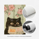 Axyaa Funny Cat Newspaper Wall Decor Set - Quirky Bathroom Canvas Painting