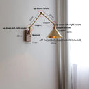 Axyaa Copper LED Swing Arm Wall Light Fixture Nodic Walnut Design
