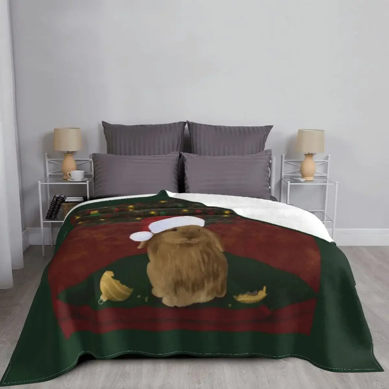 Axyaa Christmas Bunny Plush Throw Blanket Luxe Beach Blanket