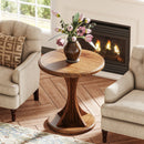 Axyaa Round Wood End Table: Mid-Century Side Table for Living Room & Bedroom