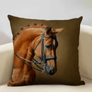 Axyaa Horse Pattern Cushion Cover 45x45cm Linen for Home Living Room Art Decoration