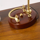 Axyaa Retro Vintage Metal Wood Bank Table Lamp with Green Lampshade