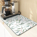 Axyaa Leaf Print Coasters & Drying Mat Set for Kitchen Essentials
