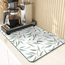 Axyaa Leaf Print Coasters & Drying Mat Set for Kitchen Essentials