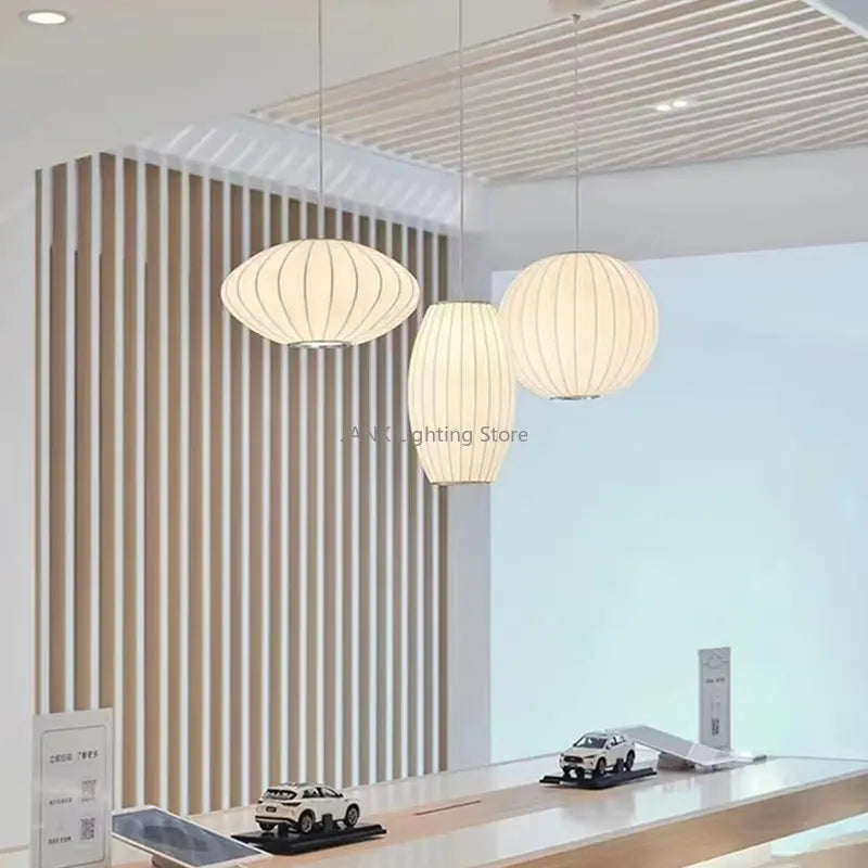 Axyaa Silk White Pendant Lamp for Dining Kitchen Island LED E27