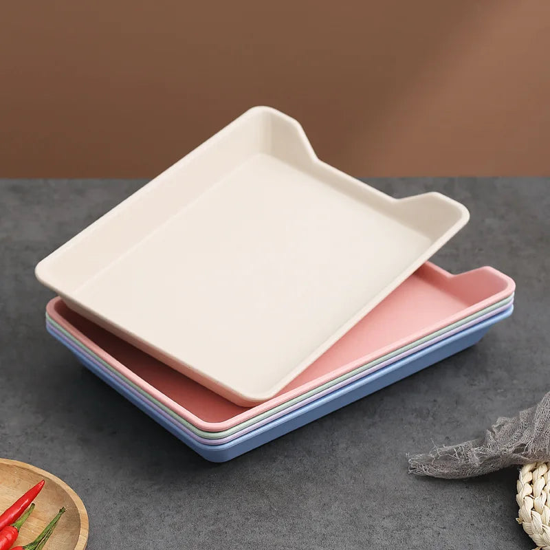 Axyaa Wheat Straw BBQ Tray: Large Capacity, Korean Style Dining Tray