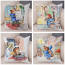 Axyaa Cartoon Bear Cushion Cover - Cute Animal Pillowcase for Sofa and Children's Room