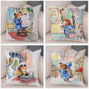 Axyaa Cartoon Bear Cushion Cover: Cute Sofa Decoration for Kids' Room