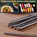Axyaa Stainless Steel Metal Chopsticks Set - Reusable Non-Slip Dishwasher Safe Sushi Tools