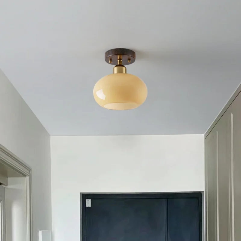 Axyaa Japanese Style LED Ceiling Lamp Iron Glass Modern Ceiling Light Home Decor
