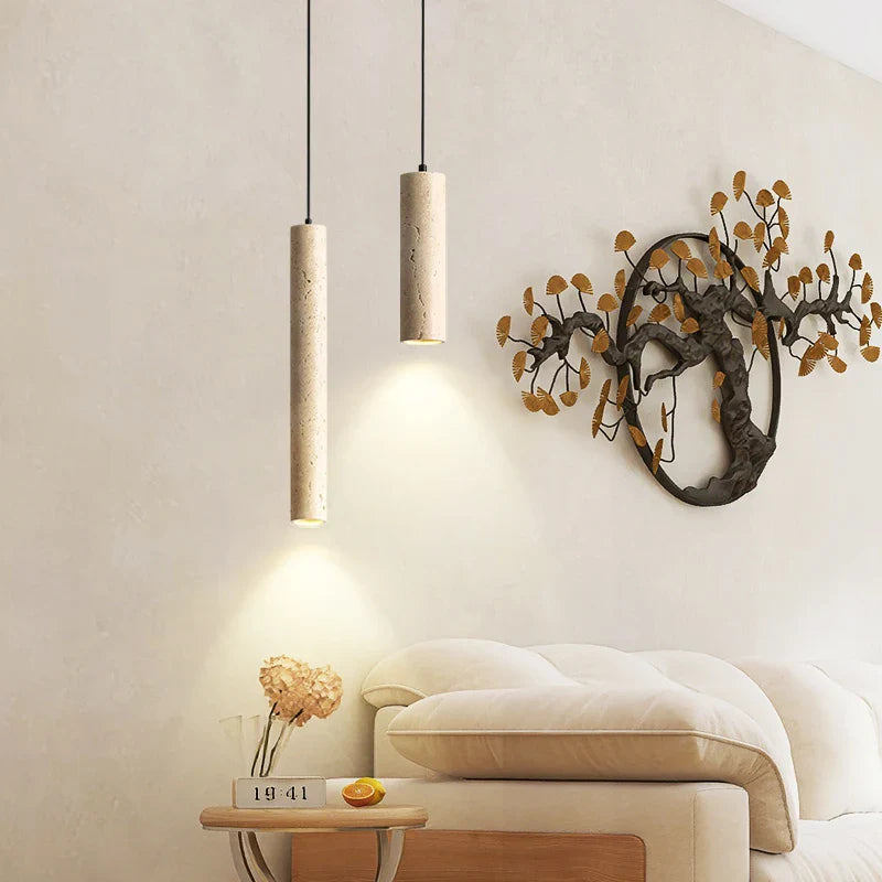 Axyaa Travertine LED Pendant Lamp for Bar, Bedroom, Living Room - Small Hanging Lights