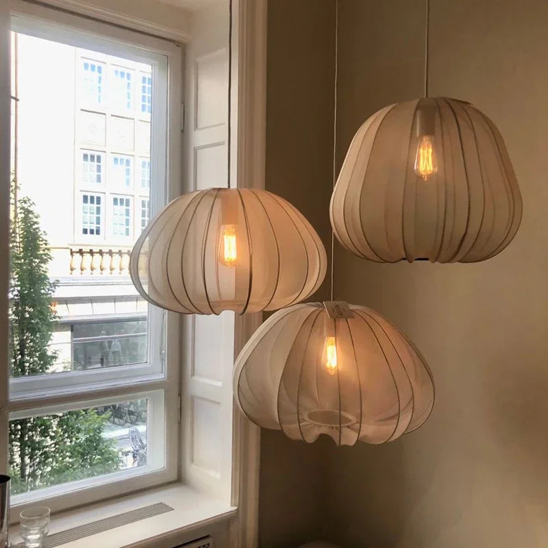 Axyaa Fabric Lantern Chandelier: Scandinavian Design Balloon Pendant for Home Decor