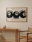 Axyaa Retro 8 Ball Wall Art - Fashionable Black and White Print for Home and Bar Decor