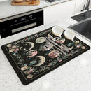 Axyaa Moonlit Flowers Draining Mat: Absorbent, Antiskid, Quick Dry and Super Draining