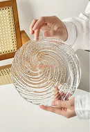 Axyaa Nebula Glass Cake Plate: Small Size, Creative Heart Western Dish for Desserts & Snacks.
