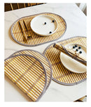 Axyaa Bamboo Placemats - Natural, Anti-Slip, Heat-Resistant Table Mat for Kitchen & Dining