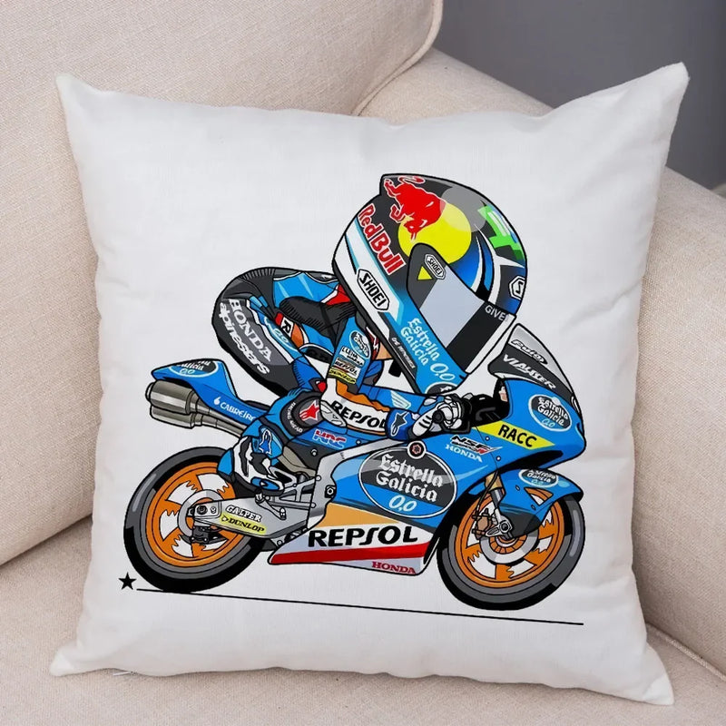 Axyaa Cartoon Sport Motorcycle Cushion Cover - Super Soft Plush Pillow Case
