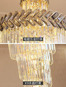 Axyaa Crystal Chandelier Spiral Staircase Light Luxury Lamps
