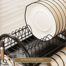 Axyaa Iron Dish Drainer Rack with Utensil Holder | Kitchen Organizer for Dishes & Cutlery