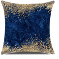 Axyaa Blue & Gold Marbled Pattern Pillow Covers - Elegant Cushion Cover for Home Décor